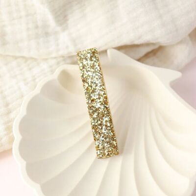 Straight hair clip with large golden sequins