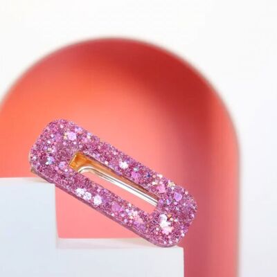 Barrette rectangle paillettes violine