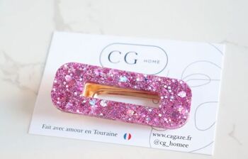 Barrette rectangle paillettes violine 2