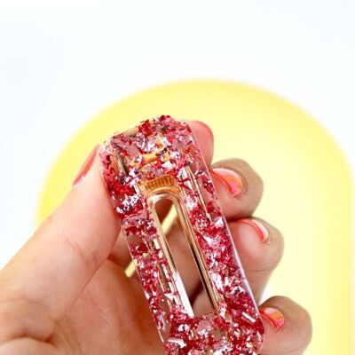 Clip per capelli rettangolare in alluminio oro rosa