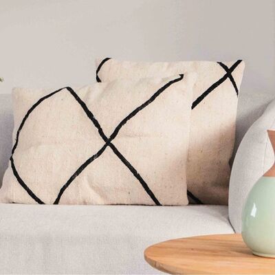 Black and beige striped Berber cushion cover 40x40 cm