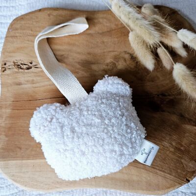 Handmade Pacifier Cord Bear Teddy Fabric - White