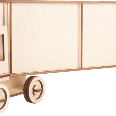 Construction kit truck with trailer made of wood