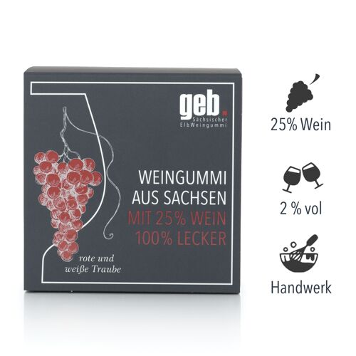 geb . Sächsischer ElbWeingummi mit 25% Wein - Rote & Weiße Traube