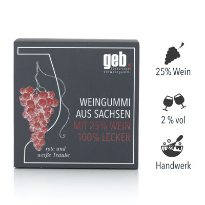 né Gomme au vin de l'Elbe saxonne avec 25% de vin - raisins rouges et blancs