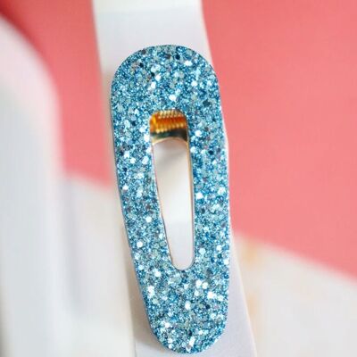 Storm blue glitter triangle hair clip