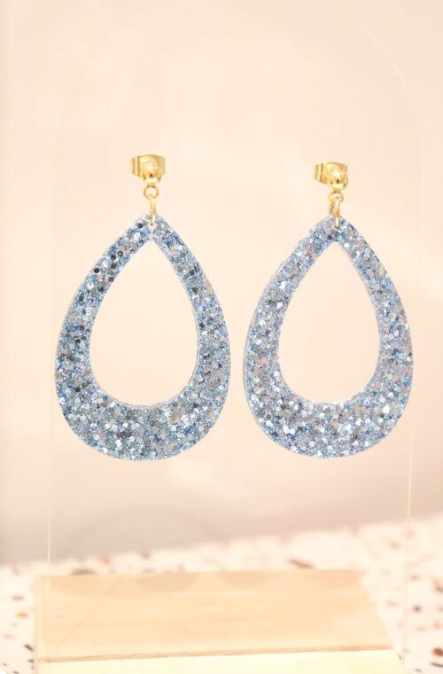 Boucles d'oreilles goutte bleu orage