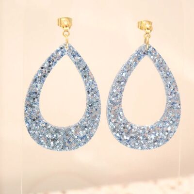 Boucles d'oreilles goutte bleu orage