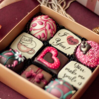 Coffret chocolat "Je t'aime" 9 truffes