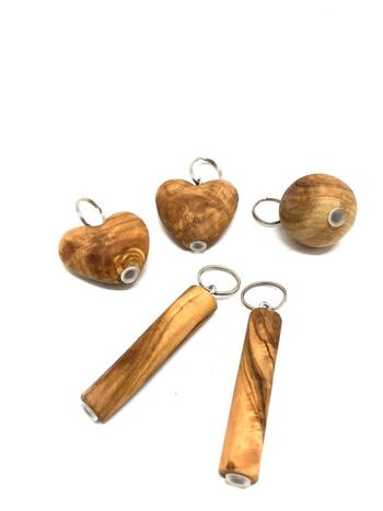 Porte-clés comme amulette pour cendres en bois d'olivier 1