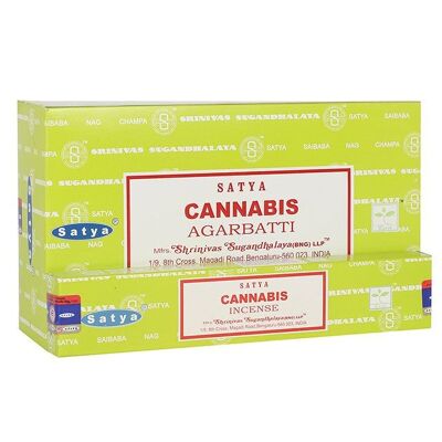 Set mit 12 Packungen Cannabis-Räucherstäbchen von Satya
