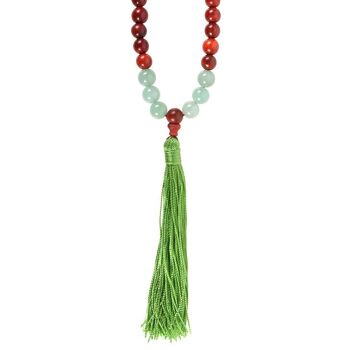 Collier Mallah en bois de rose et aventurine verte Amour et gratitude 4