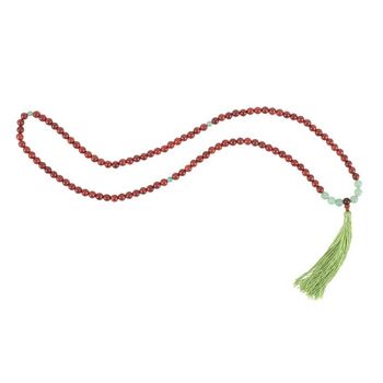 Collier Mallah en bois de rose et aventurine verte Amour et gratitude 5