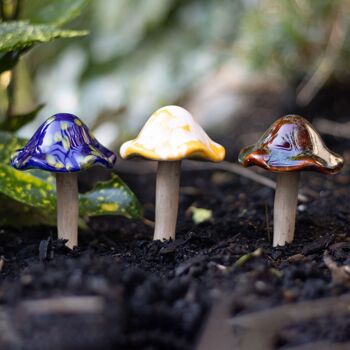 Ensemble de 18 décorations de pots de fleurs en céramique en forme de champignon en présentoir 2