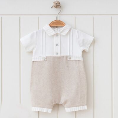 A Pack of Four Sizes Cotton and Linen Elegant Style Boy Striped Natural Romper