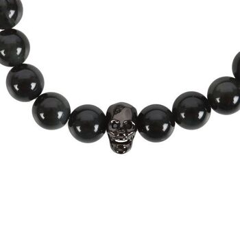 Bracelet tête de mort en obsidienne noire 3