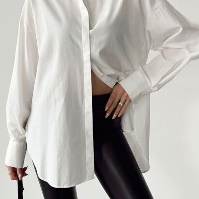 WHITE oversized cotton shirt - ADISON
