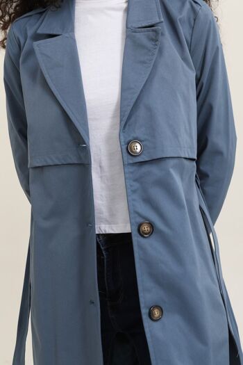 Trench coat long avec ceinture Bleu 2