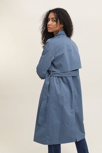 Trench coat long avec ceinture Bleu 4