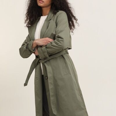 Long trench coat with belt Khaki