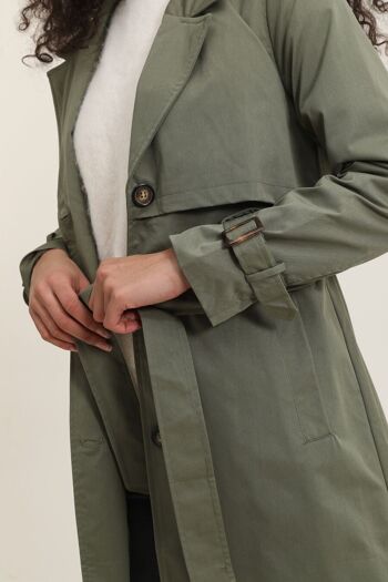 Trench coat long avec ceinture Kaki 2