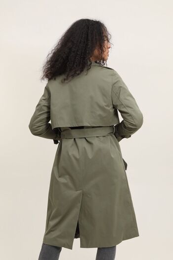 Trench coat long avec ceinture Kaki 3