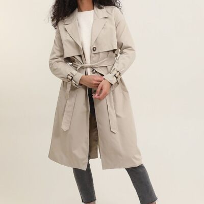 Long trench coat with belt Sand