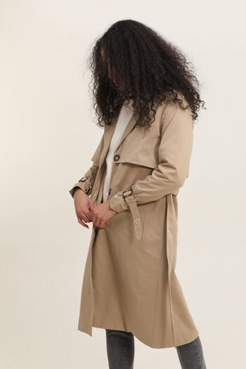 Trench coat long avec ceinture Camel 4
