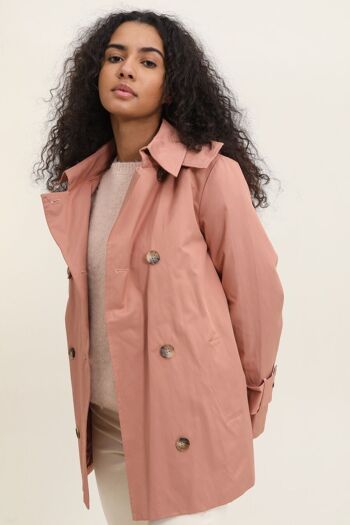 Trench coat mi-long capuche avec ceinture Rose 1