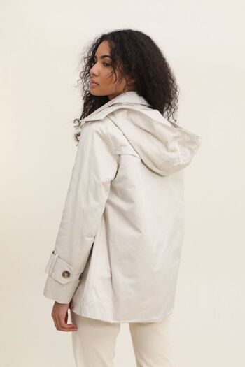 Trench coat mi-long capuche avec ceinture Sable 2