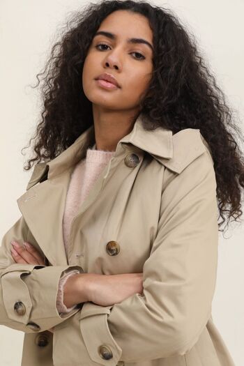 Trench coat mi-long capuche avec ceinture Camel 2