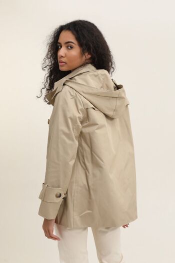 Trench coat mi-long capuche avec ceinture Camel 4