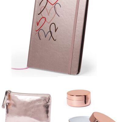 3 PIECE SET: A5 NOTEBOOK, NEEDLE BAG AND METALLIC LIP BALM