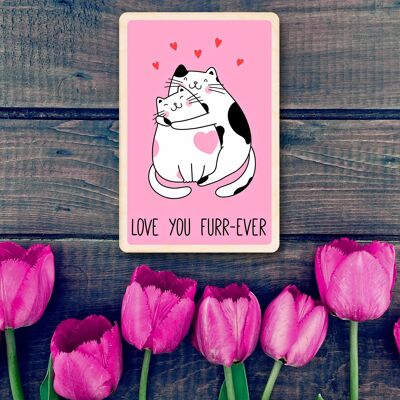 Cartolina in legno LOVE YOU FURR-EVER Biglietto di San Valentino