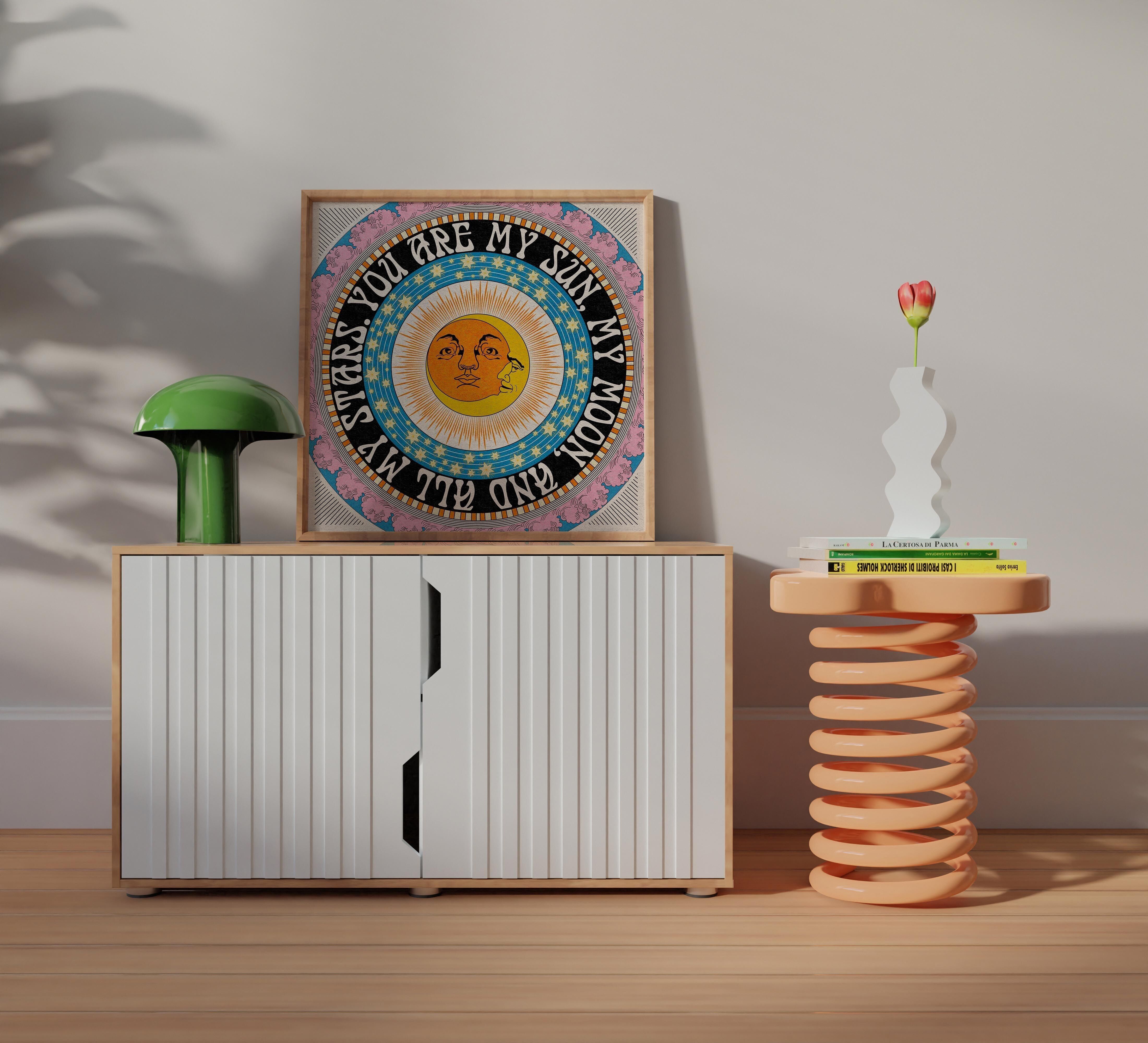 Der quadratische Kunstdruck „Meine Sonne, mein Mond und meine Sterne“ – himmlisches Dekor