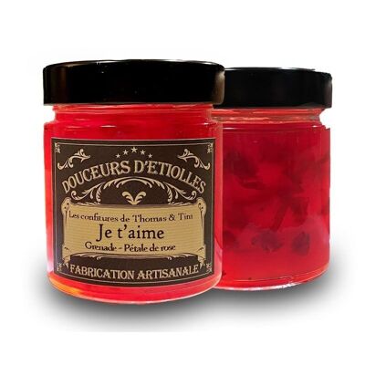 Confiture de grenade et de pétales de rose - Je t'aime - 220 g