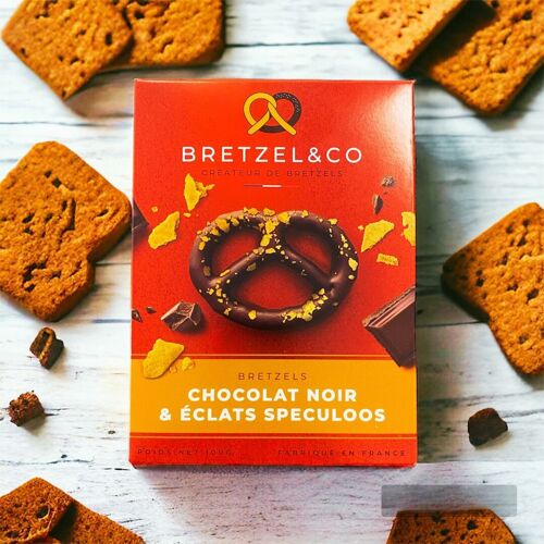 Bretzel chocolat noir - éclats de spéculoos