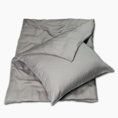 Natural fiber bed linen (anti-allergic) in grey/taupe