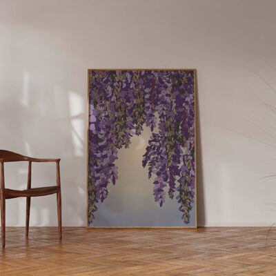 Wisteria and Moon' Boho Style Floral Celestial Art Print