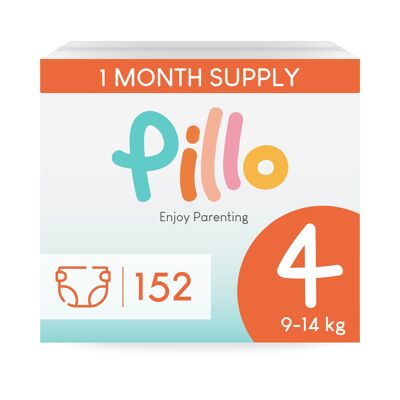 Pillo Diapers Size 4 - 152x Baby Diapers - Maxi (9-14 kg) - 152pcs