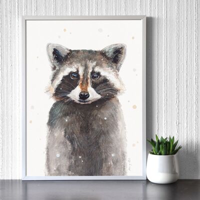 Retrato de mapache - Impresión de arte