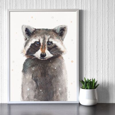 Retrato de mapache - Impresión de arte