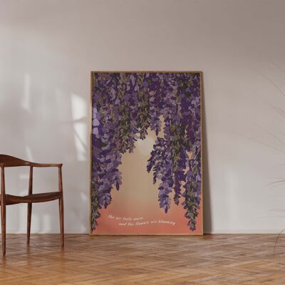 Wisteria and Sun' Boho Style Floral Céleste Impression artistique