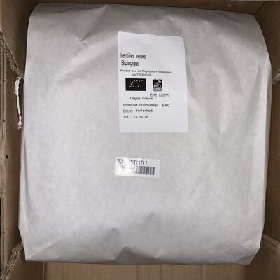 Organic green lentils - 5kg bulk bag