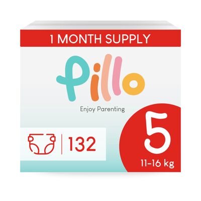 Pillo Diapers Size 5 - 132x Baby Diapers - Junior (11-16 kg) - 132 pcs