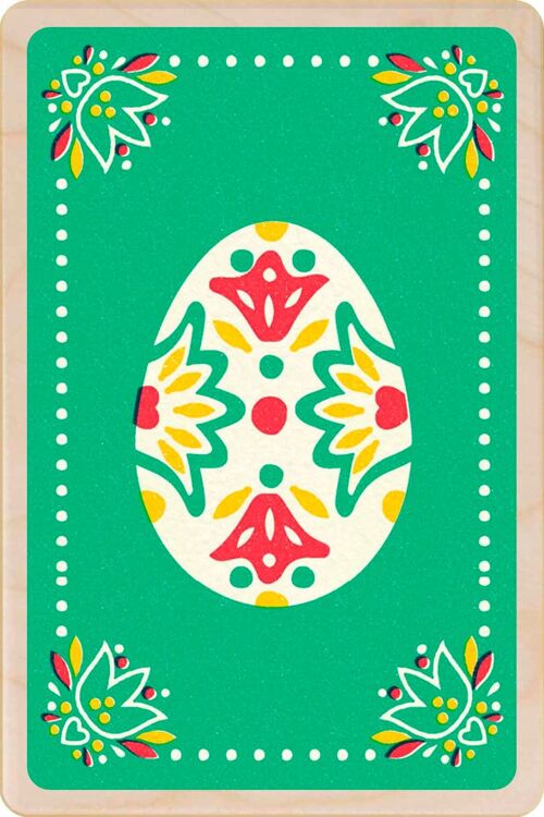Wooden Postcard GREEN EASTER EGG Easter Card