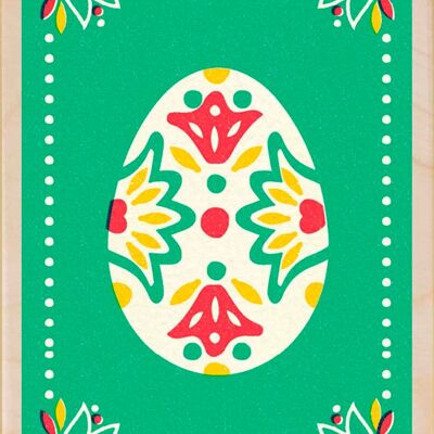 Cartolina in legno UOVO DI PASQUA VERDE Cartolina di Pasqua