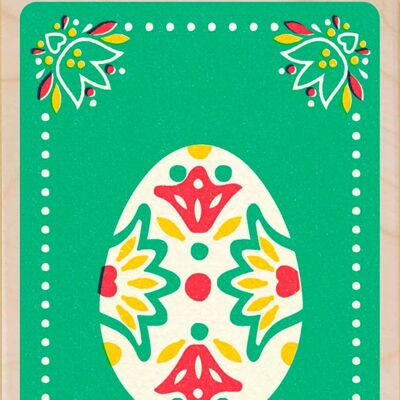 Wooden Postcard GREEN EASTER EGG Easter Card