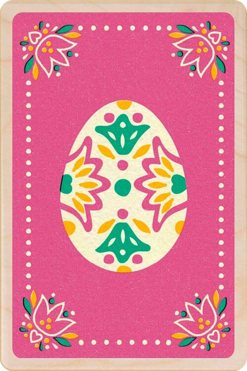 Wooden Postcard PINK EASTER EGG Easter Card