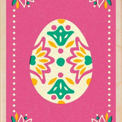 Wooden Postcard PINK EASTER EGG Easter Card